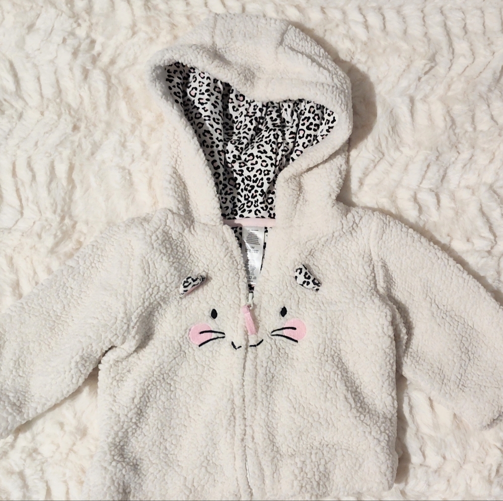 Adorable White Fleece Baby Hoodie with Animal Ears